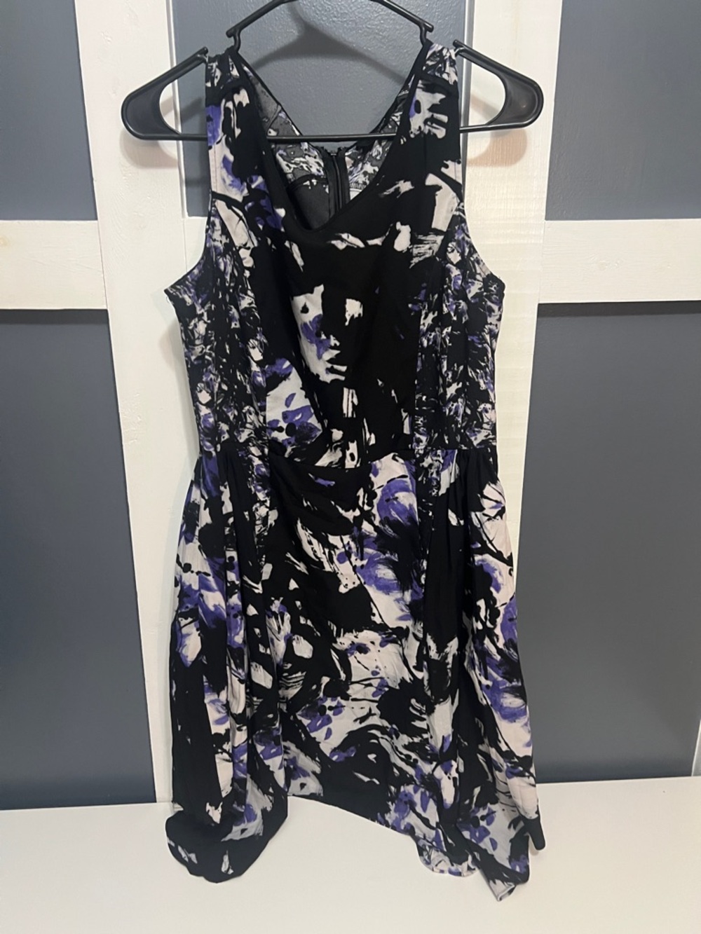 Simply Vera Vera Wang Black, White & Purple One-Shoulder Dress